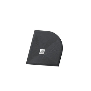 Piatto doccia semicircolare 80x80cm effetto pietra nero antracite in marmoresina e gel coat | Messapia