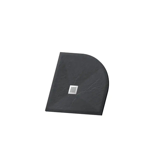 Piatto doccia semicircolare 80x80cm effetto pietra nero antracite in marmoresina e gel coat | Messapia