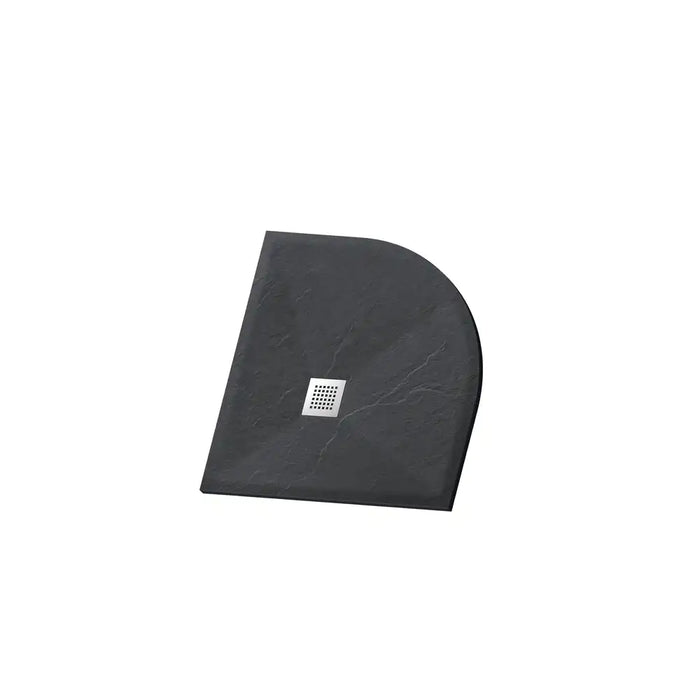 Piatto doccia semicircolare 80x80cm effetto pietra nero antracite in marmoresina e gel coat | Messapia