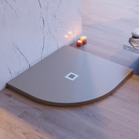 Piatto doccia semicircolare sabbia effetto pietra cemento, misura 90x90