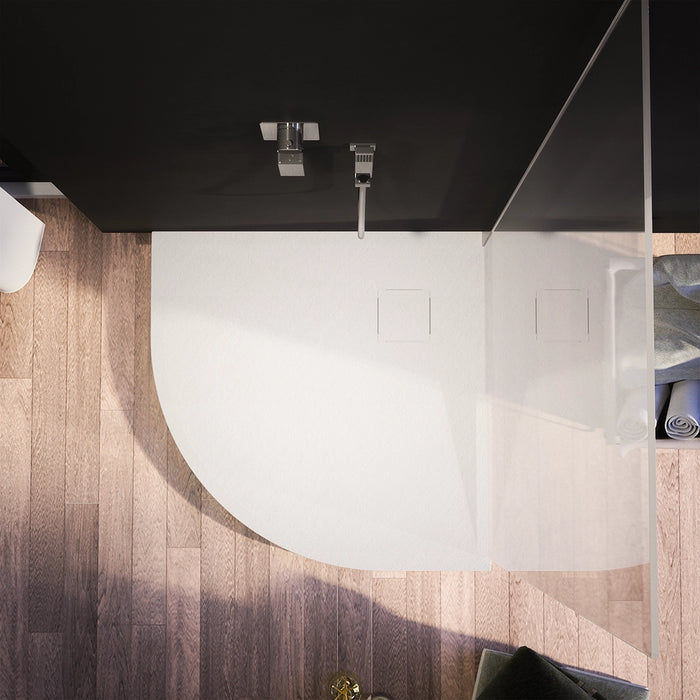 Piatto doccia 90x90 cm semicircolare colore bianco effetto pietra | Samos