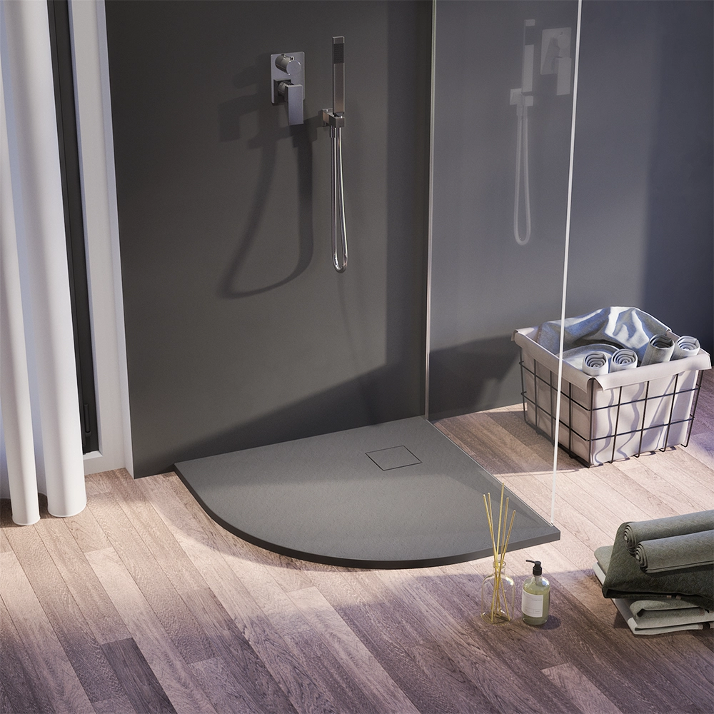 Piatto doccia 80x80 cm semicircolare colore grigio effetto pietra | Samos