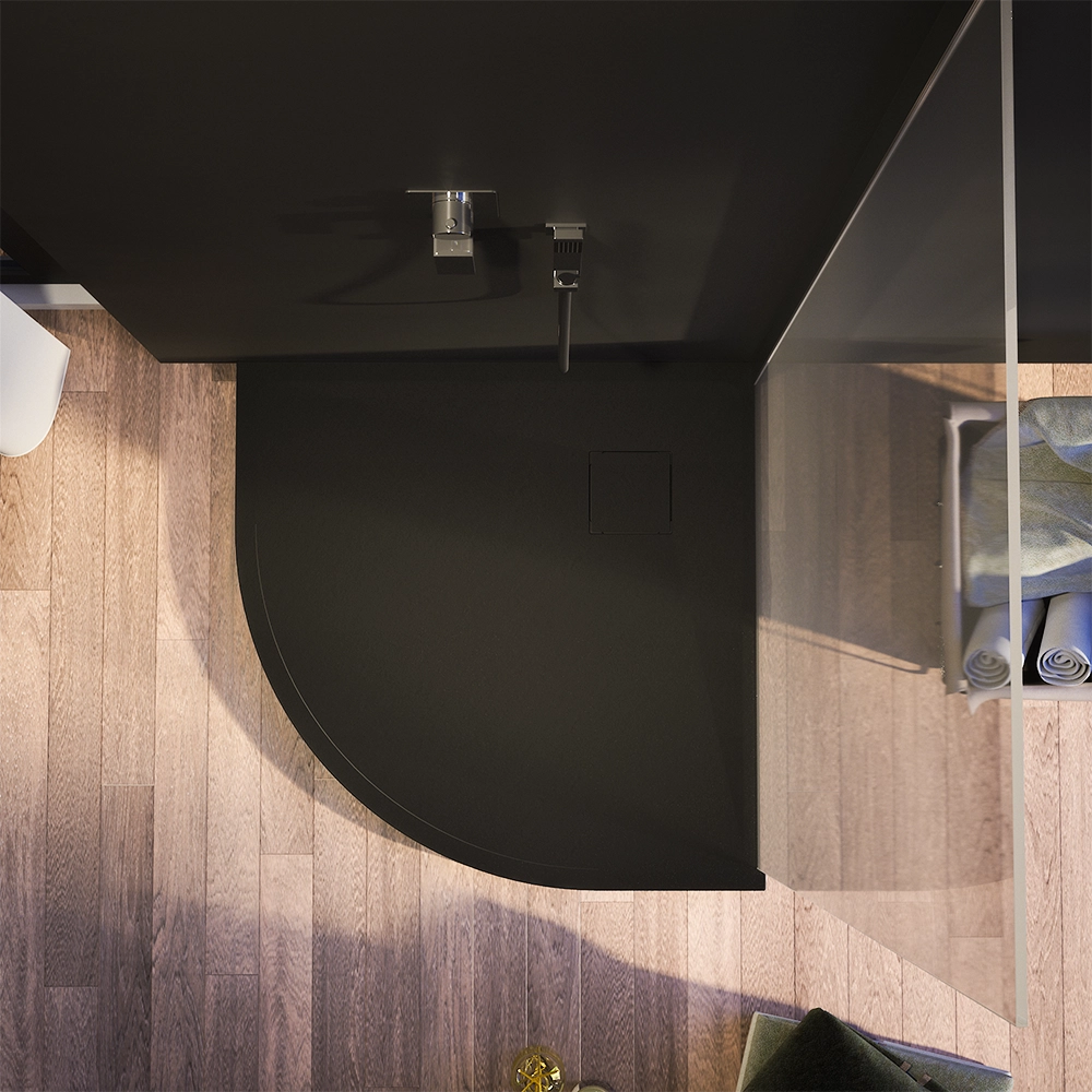 Piatto doccia 80x80 cm semicircolare colore nero effetto pietra | Samos
