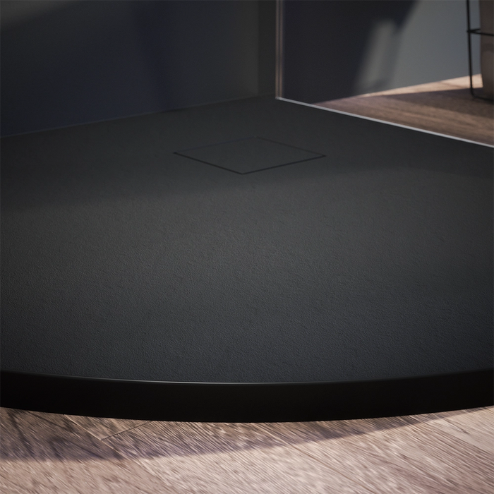 Piatto doccia 80x80 cm semicircolare colore nero effetto pietra | Samos