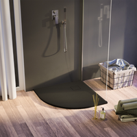 Piatto doccia 80x80 cm semicircolare colore nero effetto pietra | Samos