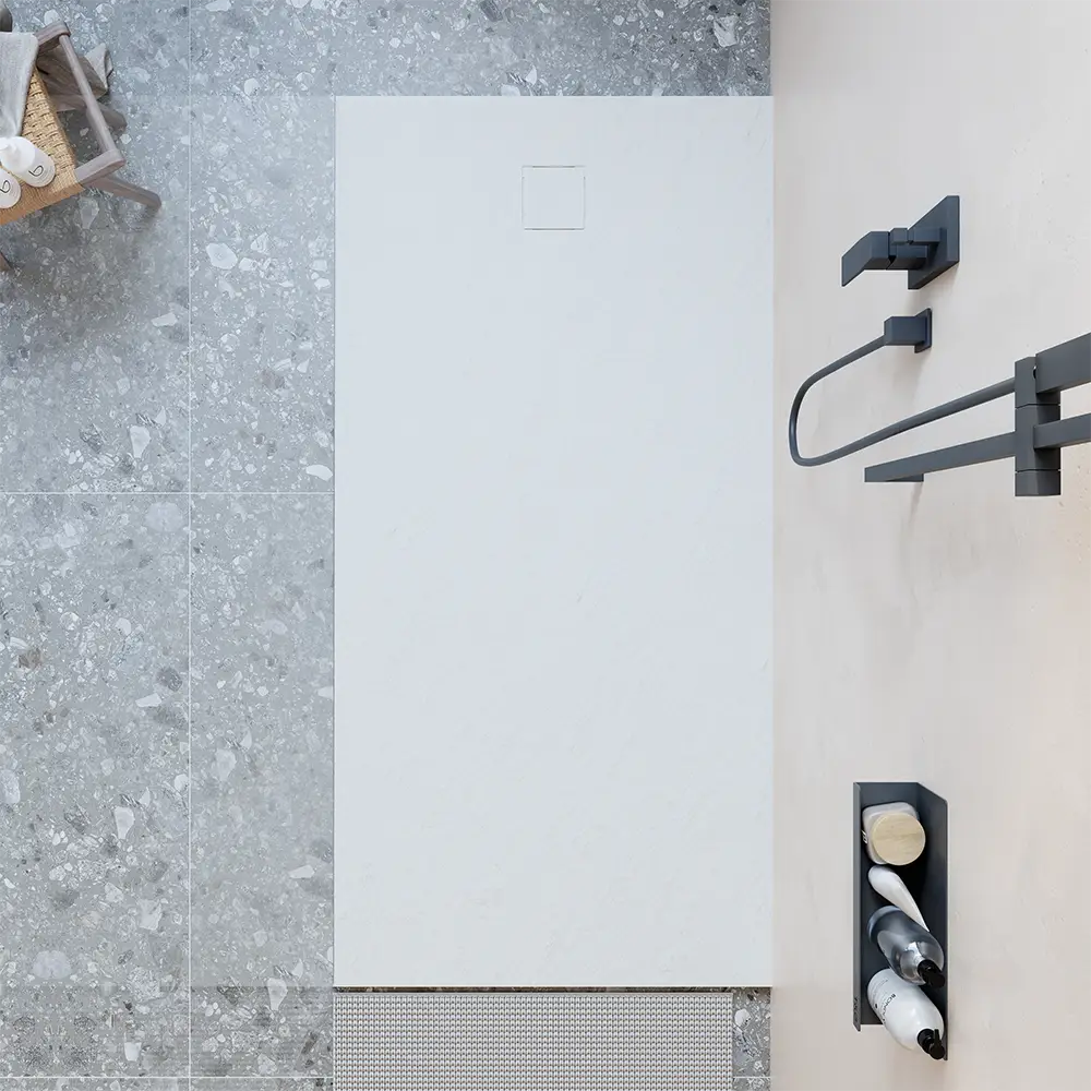 Piatto doccia 80x160 cm colore bianco effetto pietra | Samos