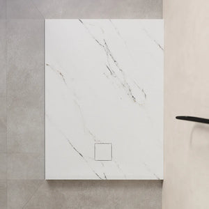 Piatto doccia 80x140 cm colore marmo calacatta bianco effetto pietra | Samos