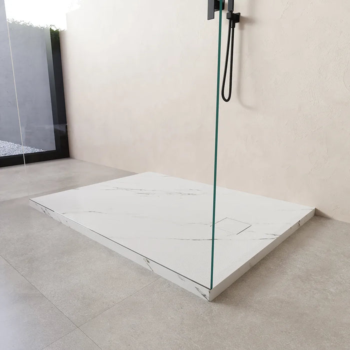 Piatto doccia 70x100 cm colore marmo calacatta bianco effetto pietra | Samos