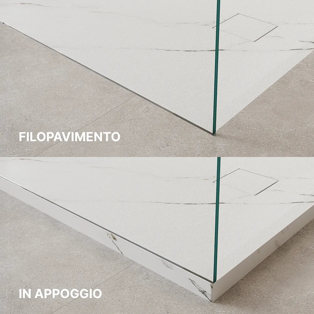 Piatto doccia 70x140 cm colore marmo calacatta bianco effetto pietra | Samos