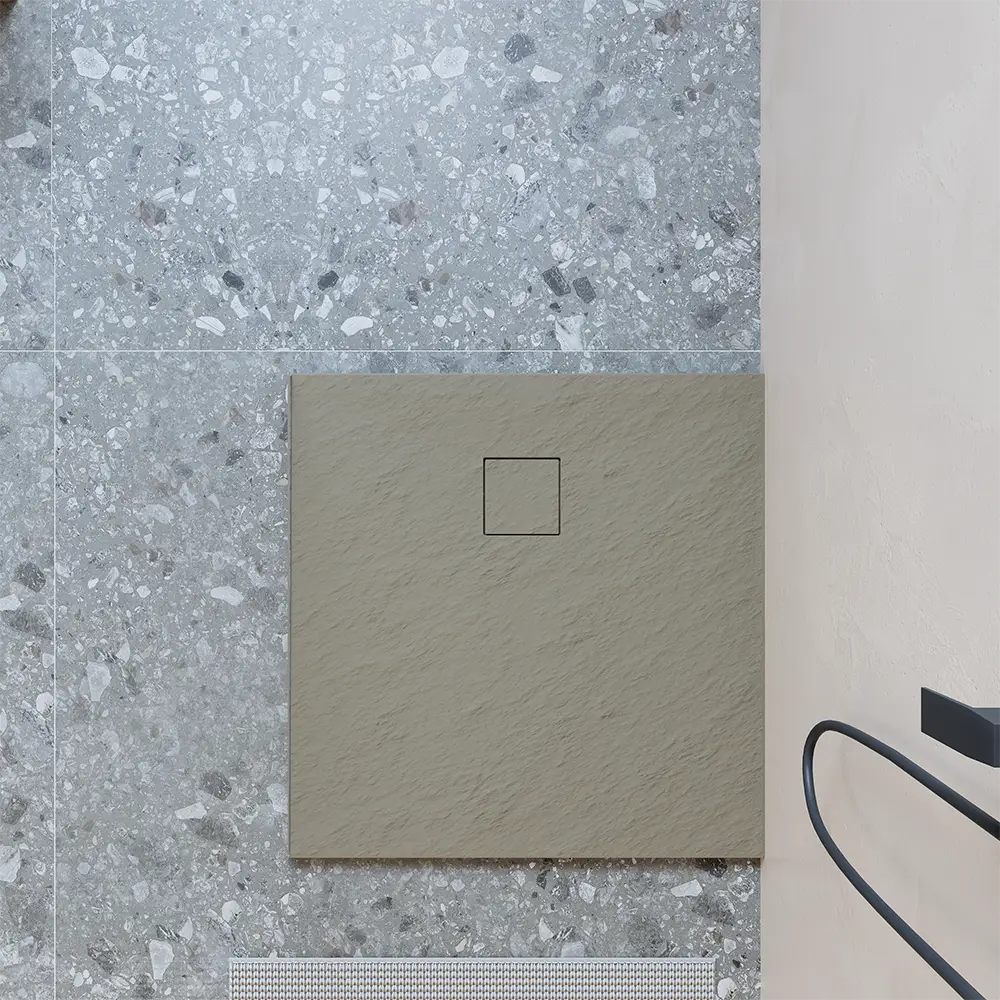 Piatto doccia 80x80 cm colore marrone effetto pietra | Samos