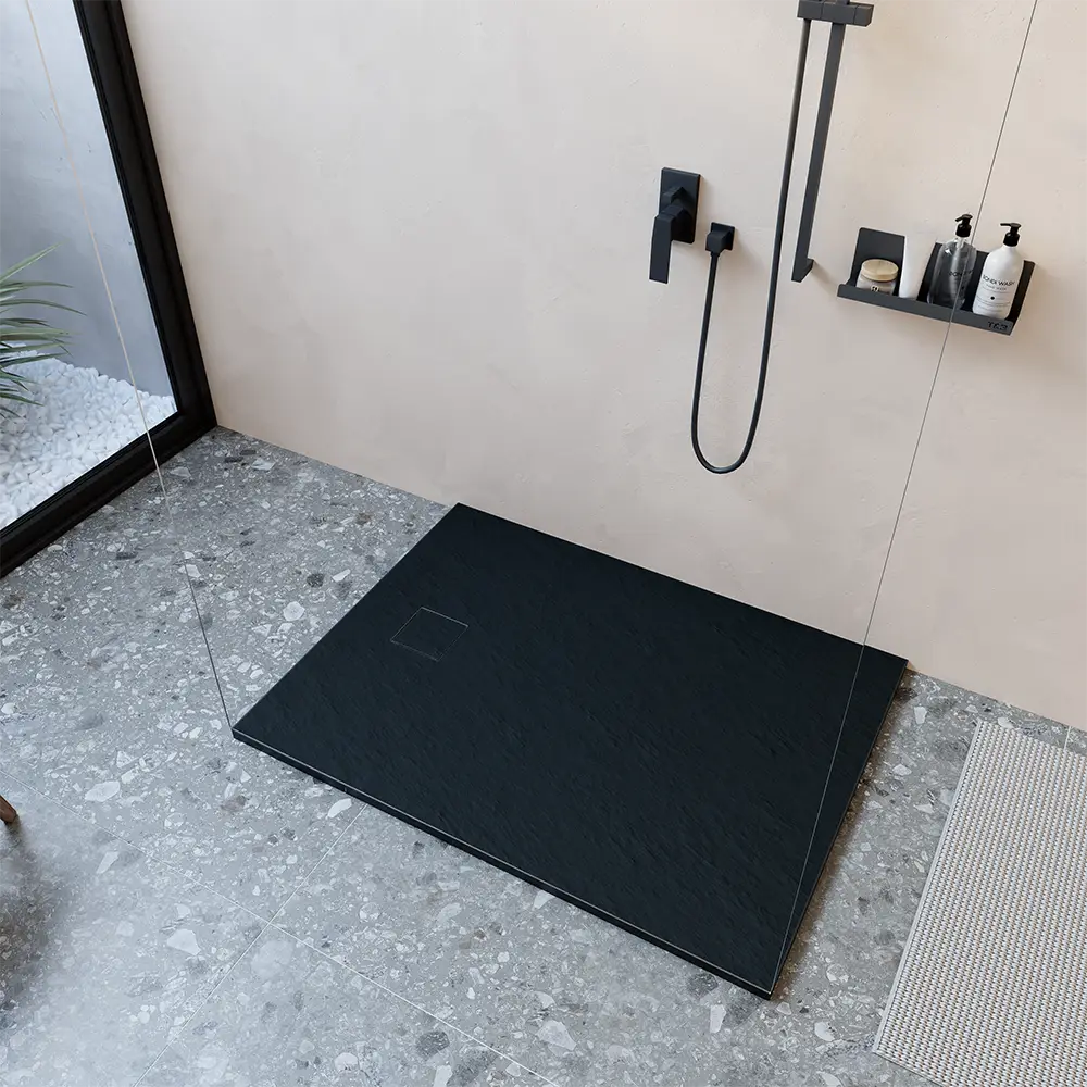 Piatto doccia 70x90 cm colore nero effetto pietra | Samos