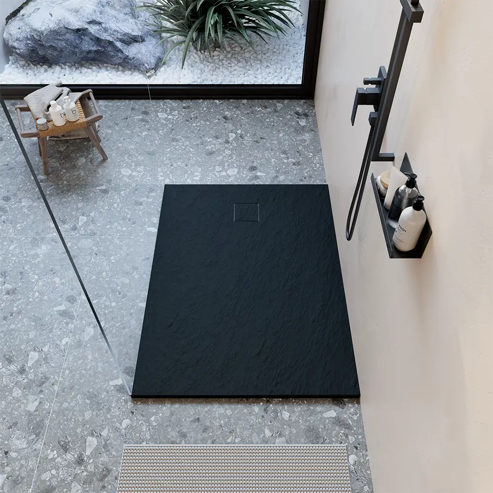 Piatto doccia 70x90 cm colore nero effetto pietra | Samos
