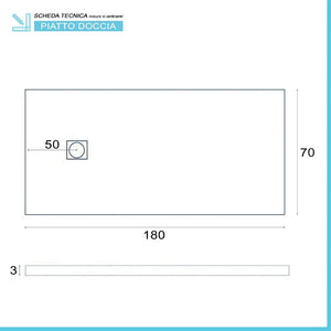 Piatto doccia su misura 70x180 Karen in resina bianco effetto pietra