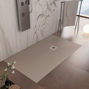 Piatto doccia tortora in marmoresina con griglia inox e piletta gratis - star plus, misura 70x120