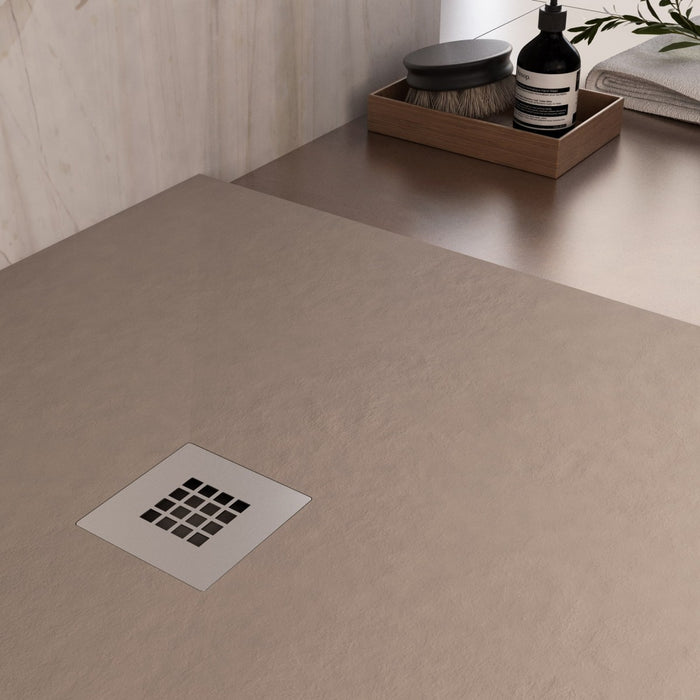 Piatto doccia tortora in marmoresina con griglia inox e piletta gratis - star plus, misura 70x160