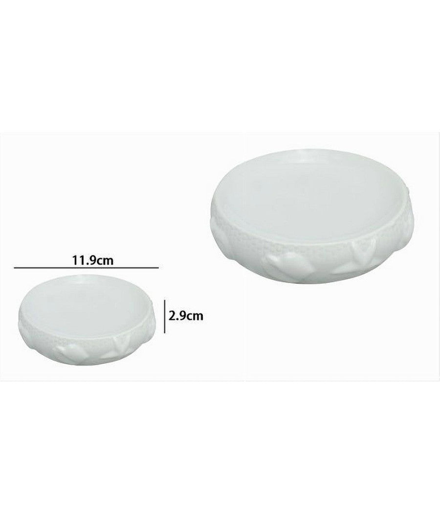 Piatto Piattino Porta Sapone Arredo Per Bagno Bianca Decorata Stile Marino 79283         