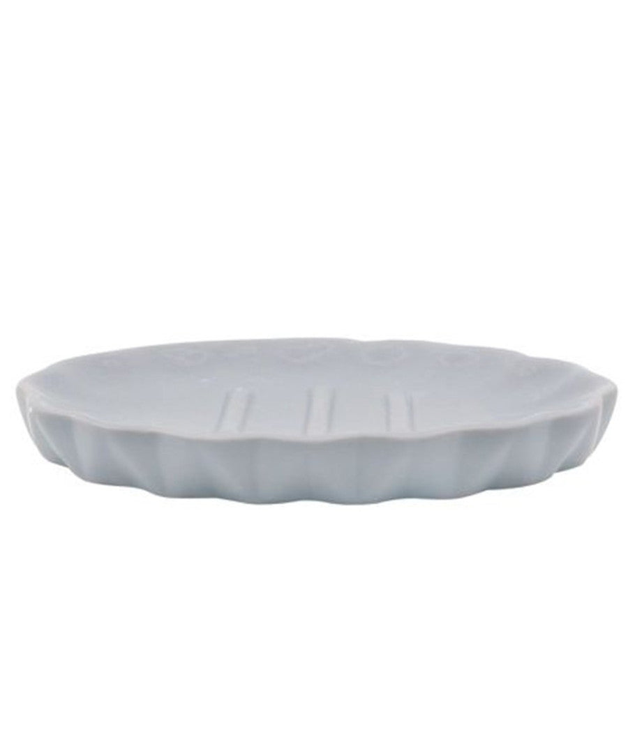 Piatto Piattino Porta Sapone Saponetta Accessori Arredo Bagno Grigio Decorata 79952         