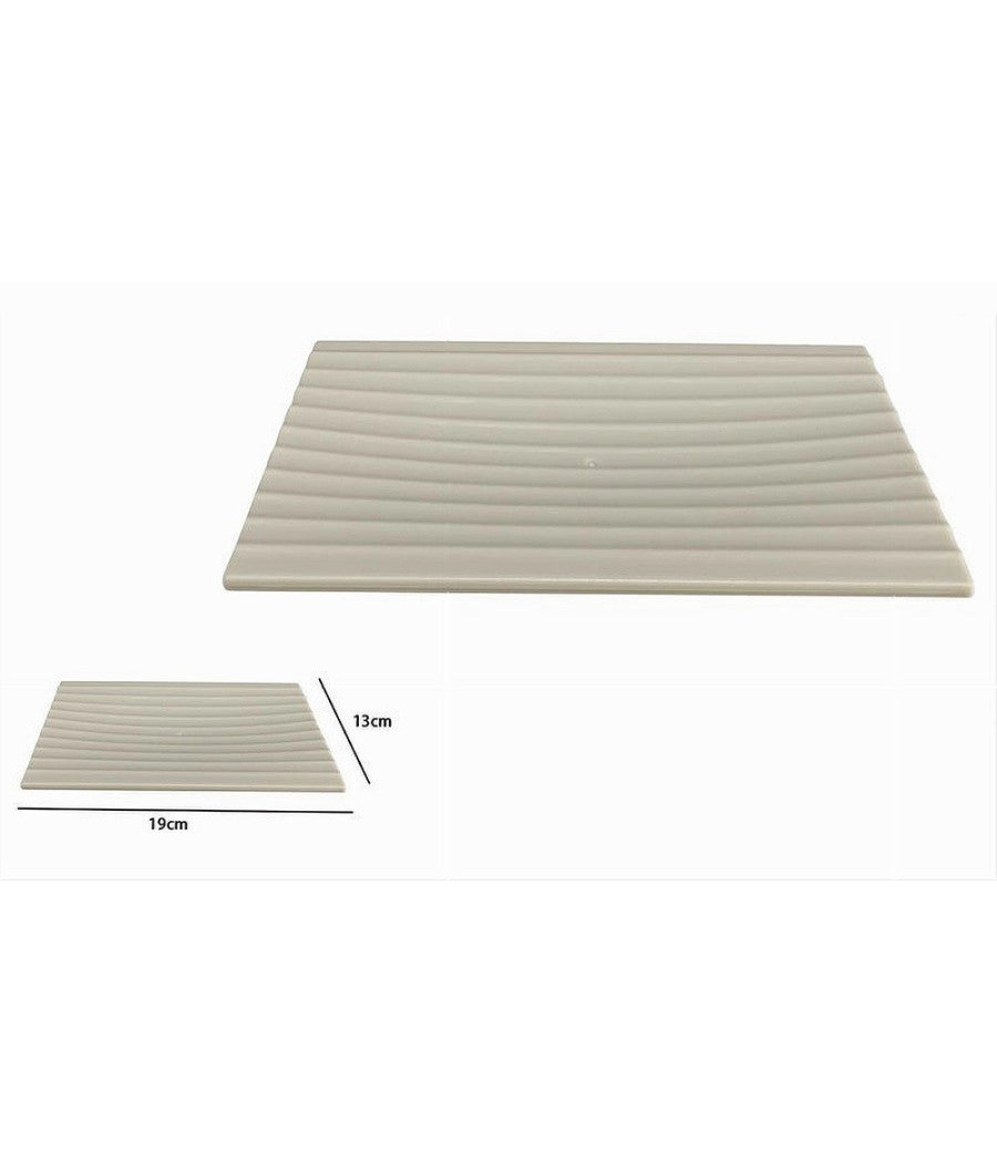 Piatto Piattino Porta Sapone Saponetta Arredo Da Bagno Beige Decoro Plissè 59095         