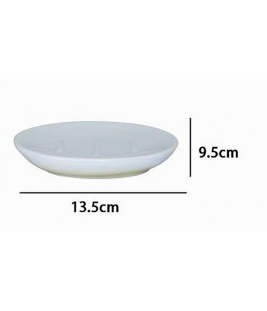 Piatto Piattino Porta Sapone Saponetta Bagno Ceramica Bianco Giallo Arredo 59904         