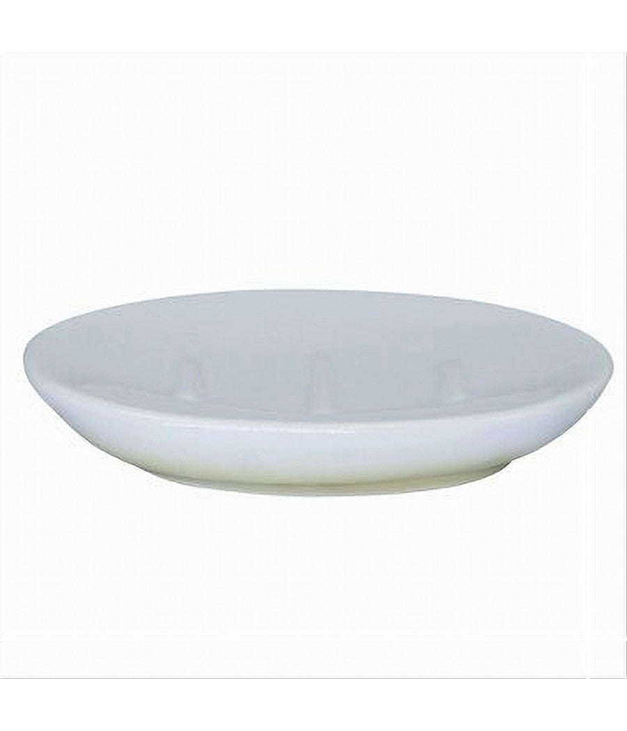 Piatto Piattino Porta Sapone Saponetta Bagno Ceramica Bianco Giallo Arredo 59904         