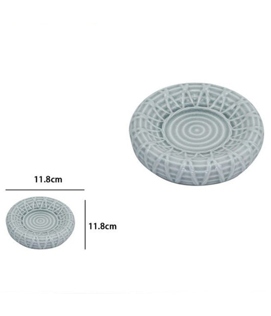 Piatto Piattino Porta Sapone Saponetta Bagno Ceramica Grigio Effetto Rete 79280         