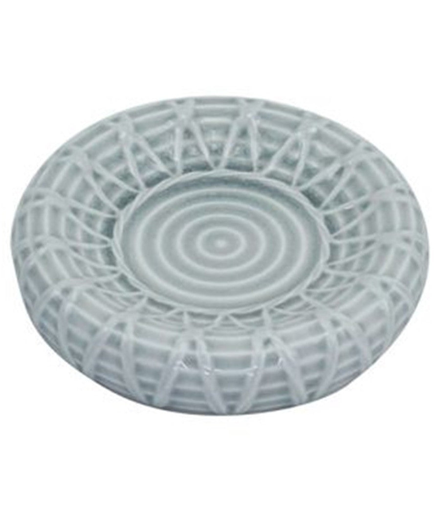 Piatto Piattino Porta Sapone Saponetta Bagno Ceramica Grigio Effetto Rete 79280         