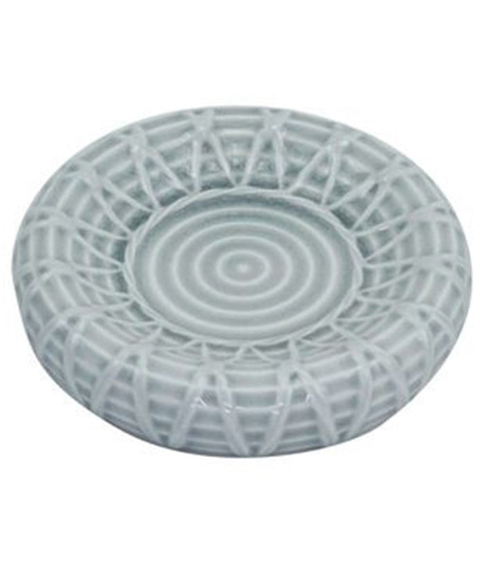 Piatto Piattino Porta Sapone Saponetta Bagno Ceramica Grigio Effetto Rete 79280         