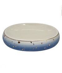 Piatto Piattino Porta Sapone Saponetta Bagno In Ceramica Bianco Blu Arredo 79968         