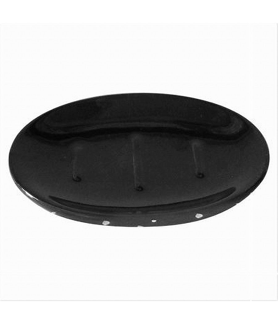 Piatto Piattino Porta Sapone Saponetta Bagno Nero Macchiato Argento Arredo 59928         