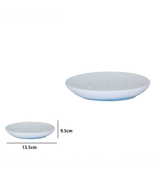 Piatto Piattino Portasapone Saponetta Bagno Ceramica Bianco Azzurro Arredo 59912         