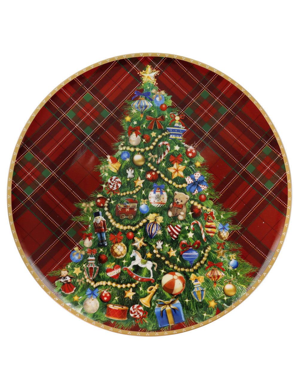 PIATTO PORTATA CHRISTMAS TARTAN   PORCELLANA