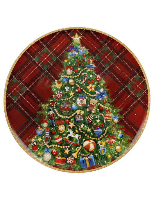 PIATTO PORTATA CHRISTMAS TARTAN   PORCELLANA