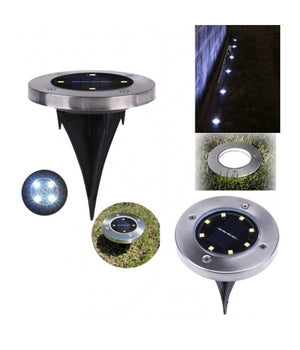 Picchetto Segnapasso Bianco Freddo Pannello Solare Led Waterproof Illuminazione         