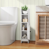 Piccolo mobile da terra per angoli con porta e ripiani regolabili-Ripostiglio da bagno per porta carta igienica Bianco