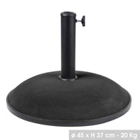 Base per ombrellone in cemento grigio scuro 20 kg - Dimensioni 45x37 cm, diametro interno 35/38/48 mm