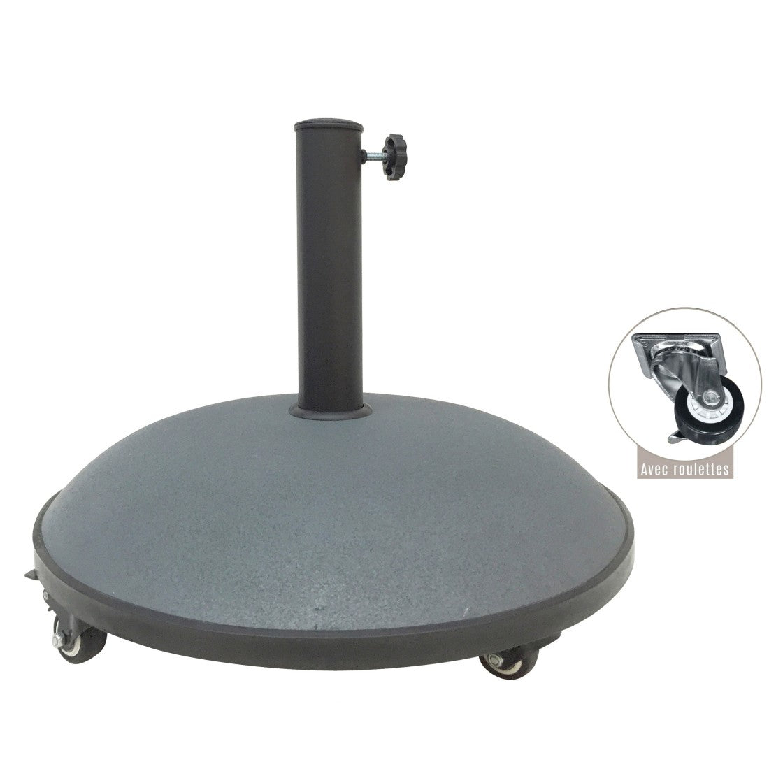 Base per ombrellone in cemento grigio scuro 25 kg - Dimensioni 50x37 cm, diametro interno 35/38/48 mm