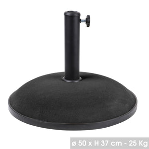 Base per ombrellone in cemento nero 25 kg – Dimensioni 50x37 cm, diametro interno 35/38/48 mm