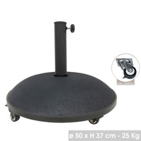 Base per ombrellone in cemento nero 25 kg - Dimensioni 50x37 cm, diametro interno 35/38/48 mm