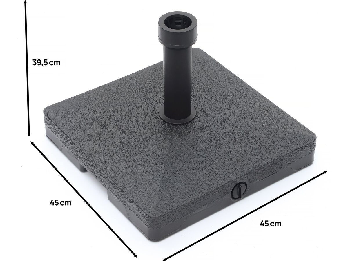 Supporto per ombrellone appesantito con rotelle - Nero