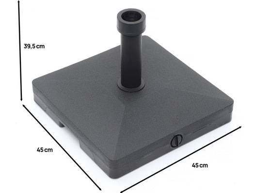 Supporto per ombrellone appesantito con rotelle - Nero