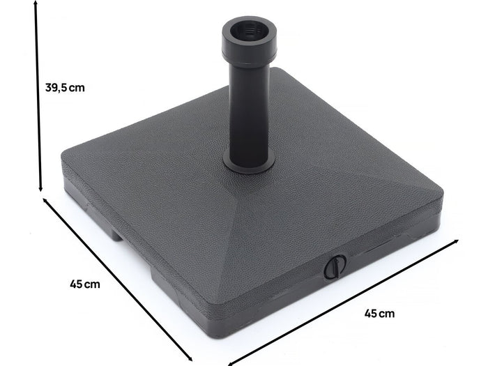 Supporto per ombrellone appesantito con rotelle - Nero