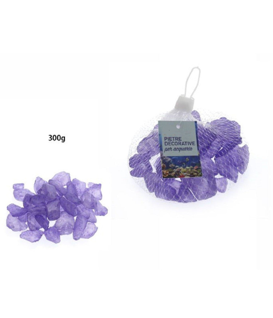 Pietre Sassi Sassolini Decorativi Viola Per Acquario 300 Gr. Decorazione 70268         
