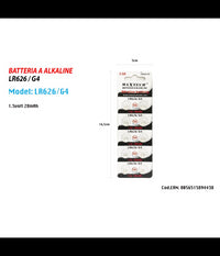 Pile Batteria Alkaline Lr626/g4 1.5v 28mah A Bottone Orologi Telecomandi Maxtech         