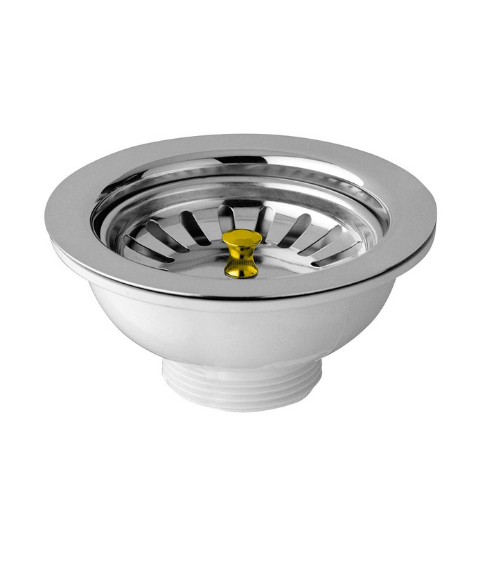 Piletta Basket Per Lavello Cucina Foro Mm 90 Scarico 1.1/2" Con Tappo A Cestello         