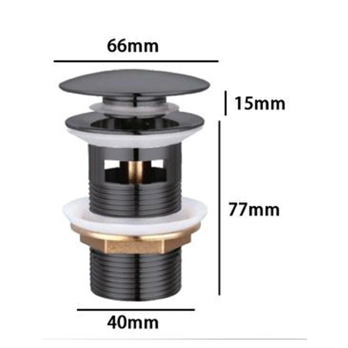 Trade Shop - Piletta Click Clack Lavabo Lavandino Universale 1/4" Pop Up Tappo Di Scarico Nero 59606         