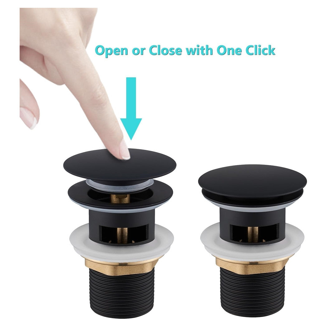 Trade Shop - Piletta Click Clack Lavabo Lavandino Universale 1/4" Pop Up Tappo Di Scarico Nero 59606         