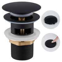 Trade Shop - Piletta Click Clack Lavabo Lavandino Universale 1/4" Pop Up Tappo Di Scarico Nero 59606         