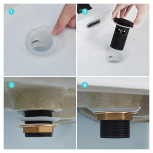 Trade Shop - Piletta Click Clack Lavabo Lavandino Universale 1/4" Pop Up Tappo Di Scarico Nero 59606         