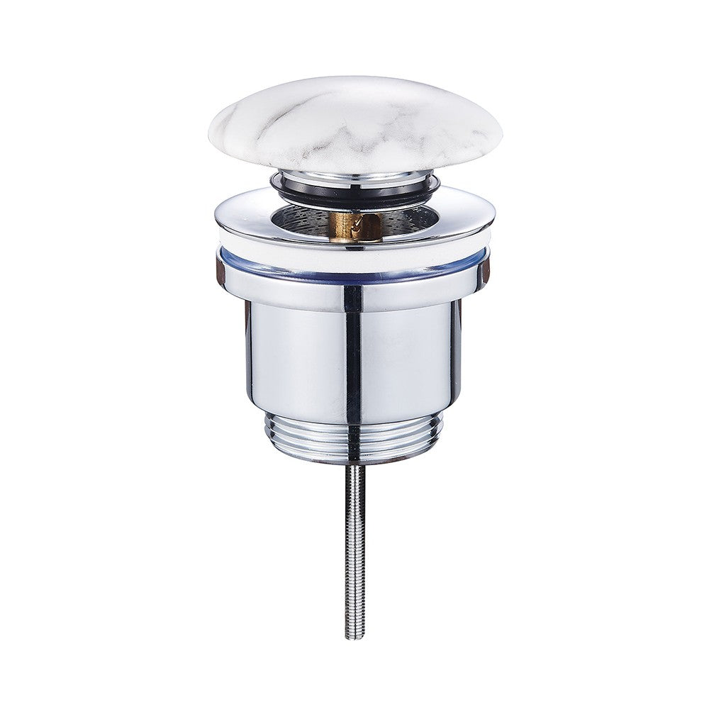 Piletta di scarico clic clac effetto marmo bianco con e senza troppopieno