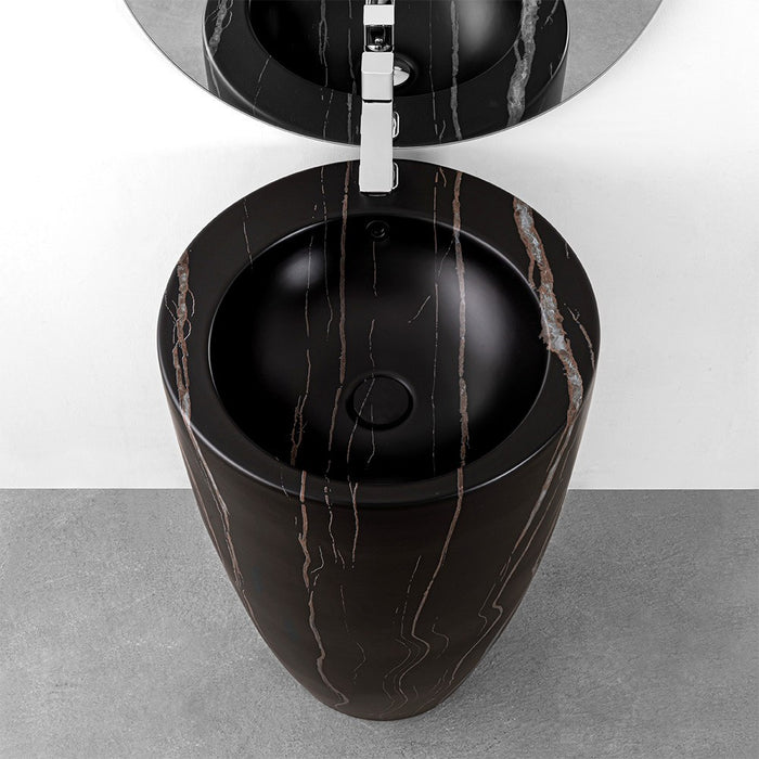 Piletta di scarico clic clac effetto marmo nero con e senza troppopieno